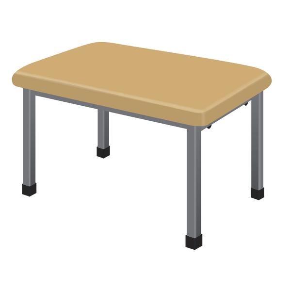 Beiger gepolsterter Behandlungstisch mit Metallbeinen, ideal für medizinische Anwendungen.