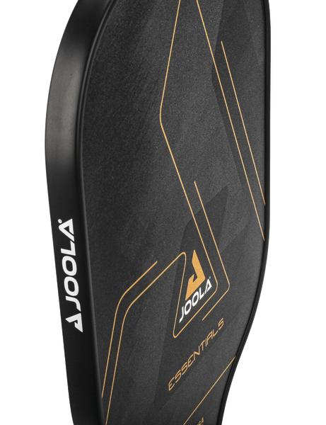 JOOLA Tischtennisschläger Essentials in Schwarz mit orangefarbenen Akzenten, Nahaufnahme
