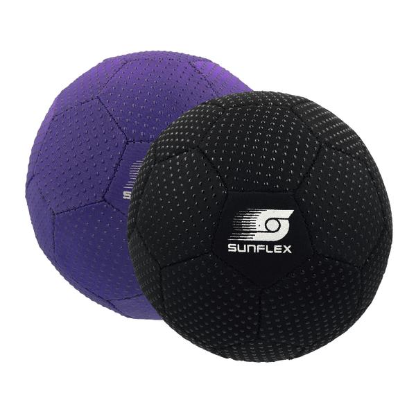 Schwarzer und lila Sunflex Softball mit genoppter Oberfläche, ideal für Indoor-Sport.