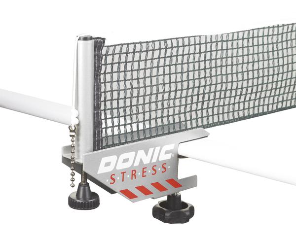 Tischtennisnetz mit Donic Stress Halterung und Spannvorrichtung für Tischtennistisch.