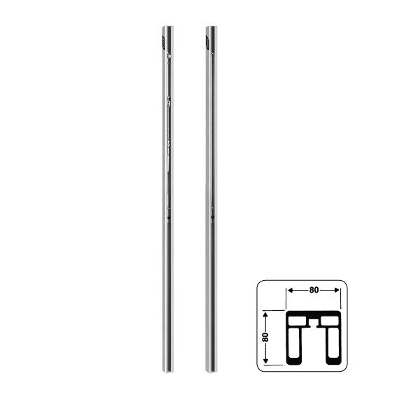 Volleyballpfosten Standard (mit DVV2-Zertifizierung), mit Spindelspannvorrichtung, 80 x 80 mm, silber