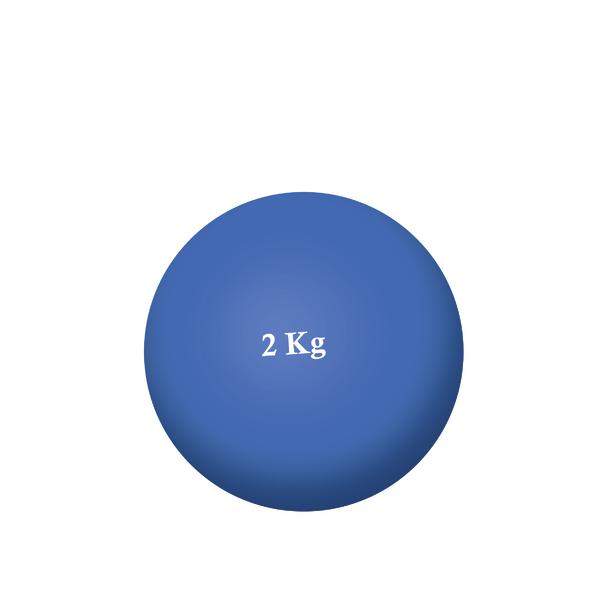 Blauer 2-Kilogramm-Hantelball für Fitness und Krafttraining.