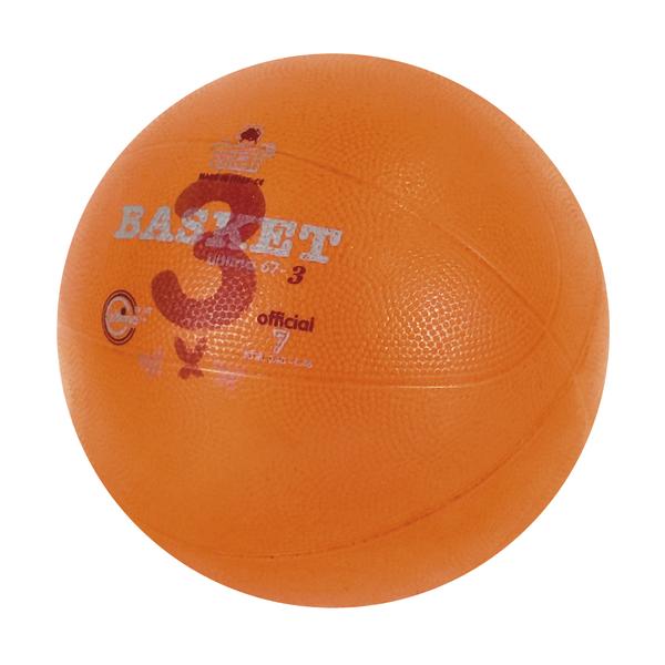Orangefarbener Basketball mit der Aufschrift „Basket 3“ vor weißem Hintergrund.