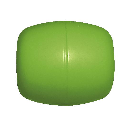 Grüner, rechteckiger Massageball mit glatter Oberfläche und mittiger Naht.