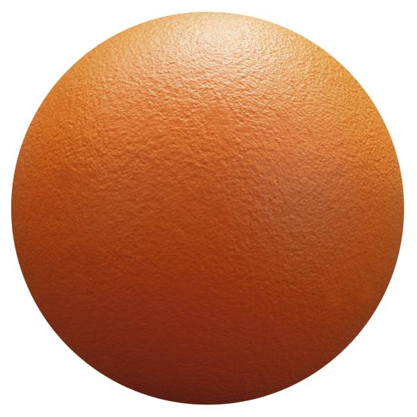 Orangefarbener Tischtennisball mit strukturierter Oberfläche, isoliert auf weißem Hintergrund.