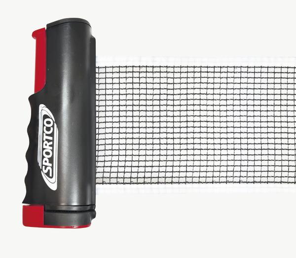 Sportco Tischtennisnetzgarnitur mit Netz und Clip-Befestigung in Produktansicht.