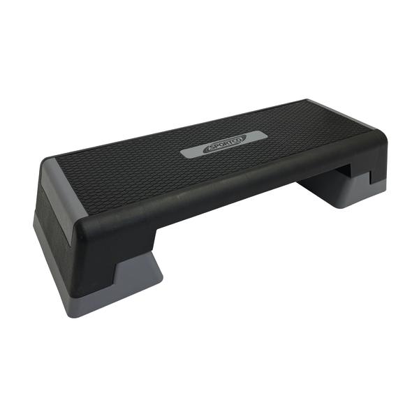 Step-Brett für Fitness und Aerobic, rutschfeste Oberfläche, schwarz-grau, isoliert auf weißem Hintergrund