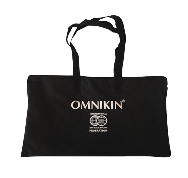 Schwarze Omnikin Sporttasche mit Logo und langen Tragegriffen, rechteckig und robust.
