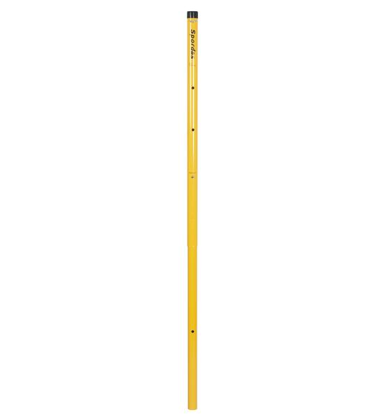 Gelber Multi Spielpfosten aus Aluminium, höhenverstellbar.