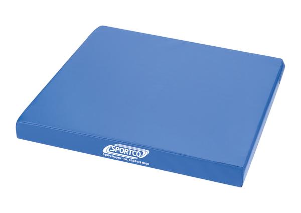 Blaues Sportco Gymnastik- und Sitzkissen aus Schaumstoff, rechteckig und gepolstert.