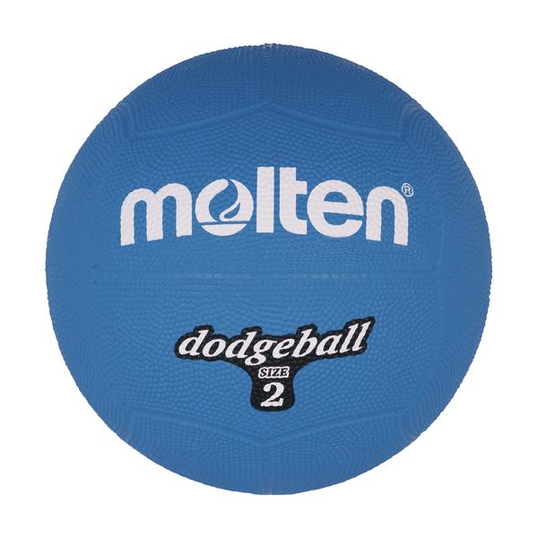 Blauer Molten Dodgeball Größe 2 aus Gummi für Hallensport und Freizeitspiele.