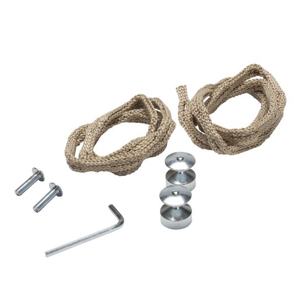 Set Halteseeile für Pedalo bestehend aus 2 Seilen und Metall-Befestigungsbeschlägen.