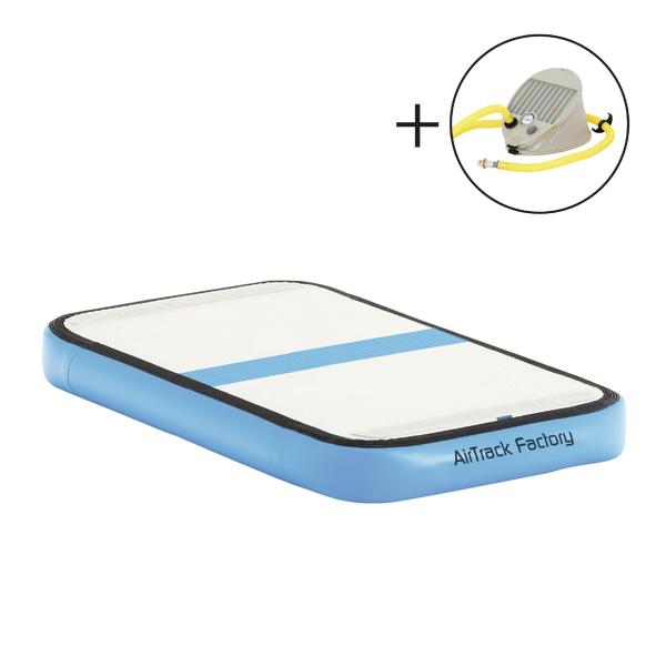 Aufblasbare Airtrack Matte in Pink und Blau für Gymnastik und Training.