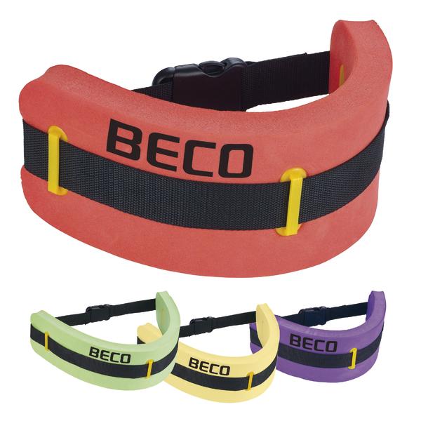 Schwimmgürtel BECO in Rot, Grün, Gelb & Lila mit verstellbarem Gurt für Wassersport und Schwimmtraining.
