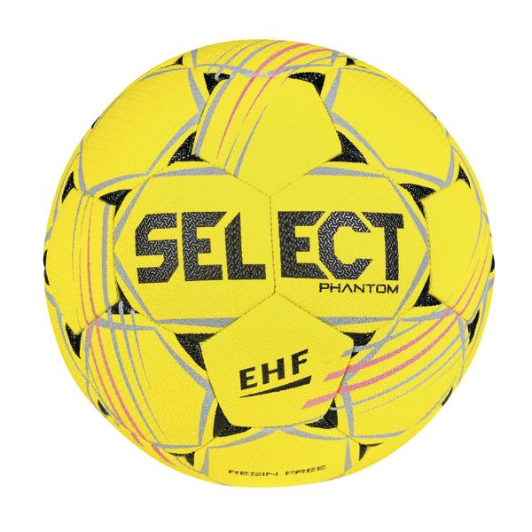 Handball Select Phantom EHF in Gelb mit grauem Design, Nahaufnahme.