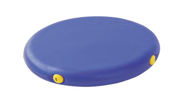 Balancekissen blau rund mit gelben Ventilen für Gleichgewichtstraining und Stabilität