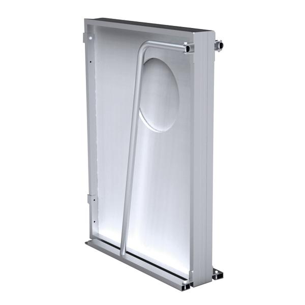 Weißer Fußball-Torwand, klappbar, isoliert vor weißem Hintergrund.