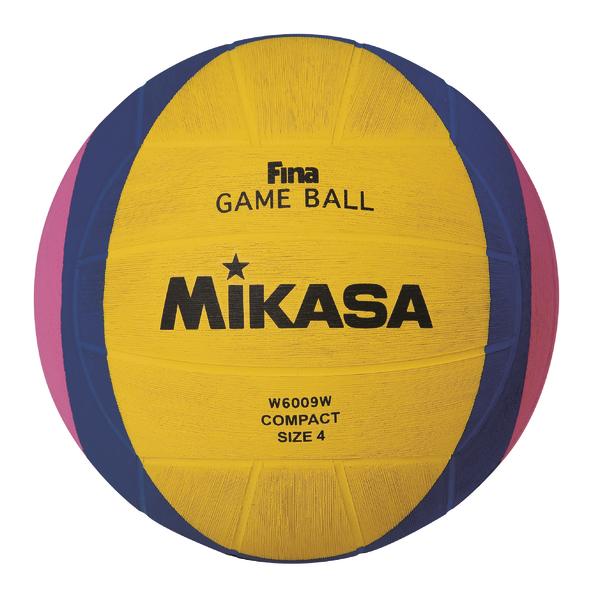 Mikasa Wasserball in Gelb, Blau und Pink, FINA Game Ball, Größe 4, Modell W6009W Compact.
