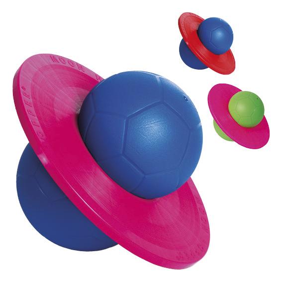 Bunte Wurfspielzeuge mit Kugel und Scheibe in Blau, Pink, Rot und Grün für Outdoor-Spiele.