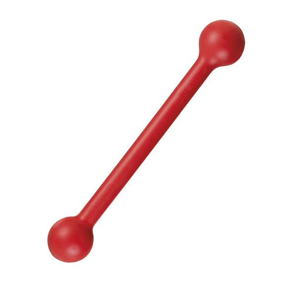 Roter BECO Schwingstab aus Kunststoff mit Kugeln an den Enden.