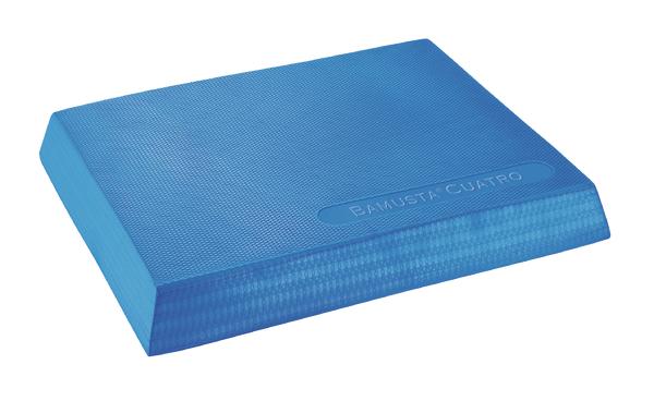 Blaues Balancekissen aus Schaumstoff für Gleichgewichtstraining und Physiotherapie.