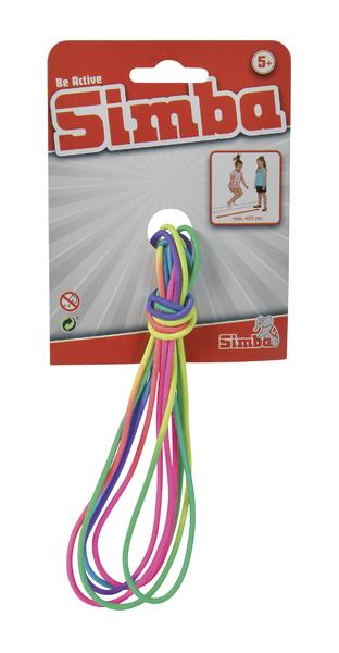 Buntes Springseil von Simba für Kinder ab 5 Jahren, verpackt auf rotem Karton.
