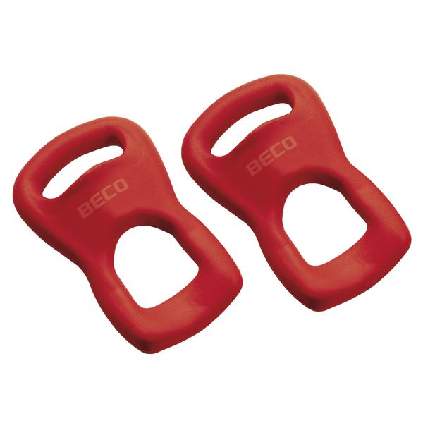 Rote BECO Schwimmhilfen für Kinder, ergonomisch geformt und leicht zu greifen.