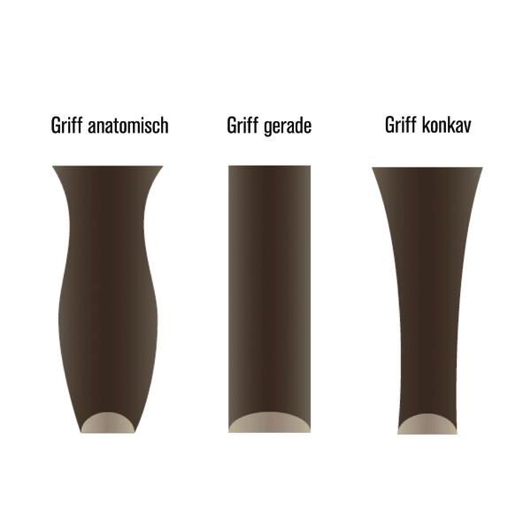 Anatomisch geformter Griff mit ergonomischer Wölbung für besseren Halt.