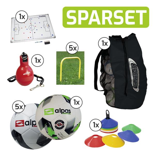 1x Taktiktafel, 1x Wasserflasche, 5x Hürden, 1x Ballnetz, 5x Trainingsbälle, 1x Markierungshütchen-Set.