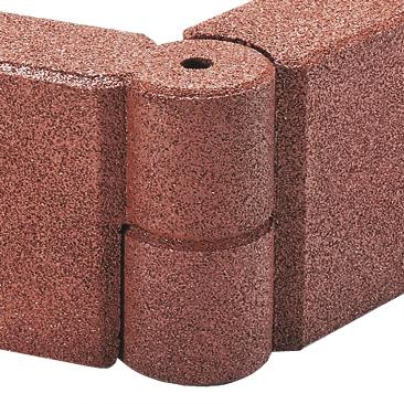 Rote Sandkasteneinfassung für flexible Verbindungen.