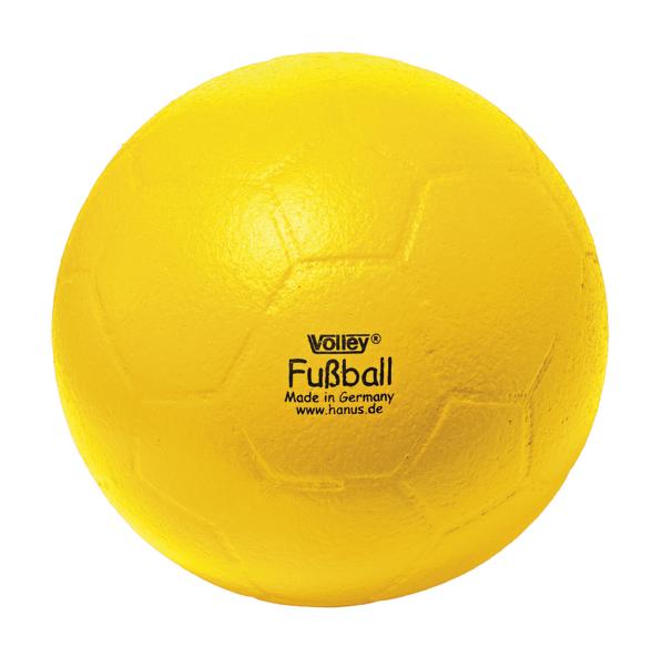 Gelber Volley Fußball aus Schaumstoff, Made in Germany, für Indoor-Training und Spiele.