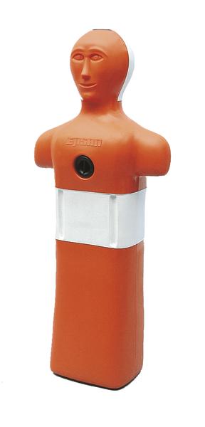 Oranger Tauchpuppe mit weißem Brustgurt für Erste-Hilfe-Training.