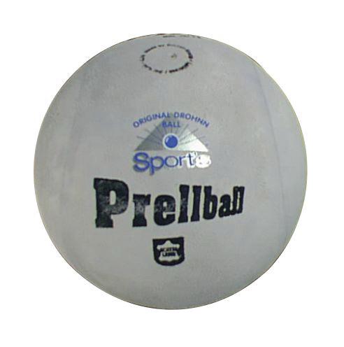 Weißer Prellball mit Aufschrift "Original Drohnn Ball Sport" auf weißem Hintergrund.