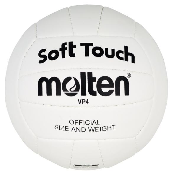 Weißer Molten Soft Touch Volleyball mit offiziellem Größen- und Gewichtshinweis.