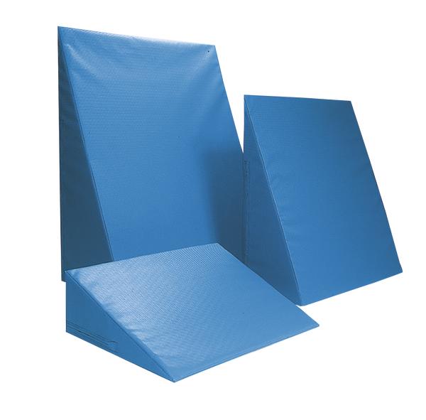 Blaue Schräg- und Keilmatten aus Schaumstoff für Sport und Fitness.