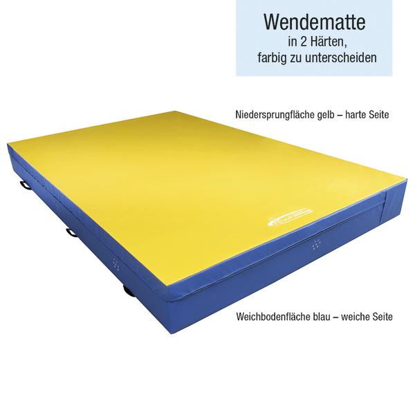 Gelb-blaue Wendematte mit zwei Härtegraden – gelbe harte und blaue weiche Seite