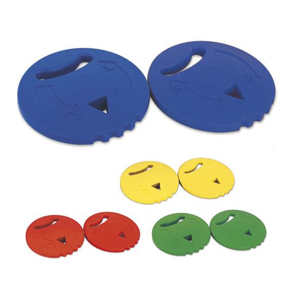 Mehrfarbige Kunststoff-Drehverschlüsse in verschiedenen Größen für Behälter oder Ventile.