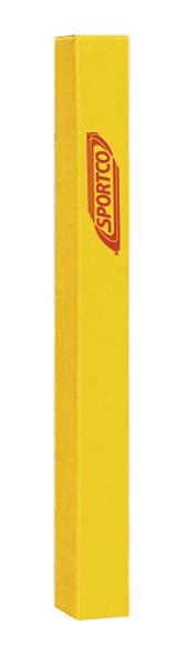 Gelbe Sportco Box für Sportgeräte mit rotem Logo auf weißem Hintergrund.