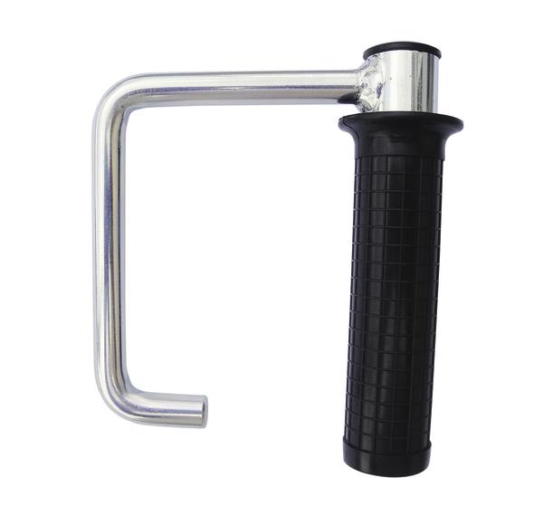 Metallischer Griff mit schwarzem, geriffeltem Kunststoffgriff für einfache Handhabung.
