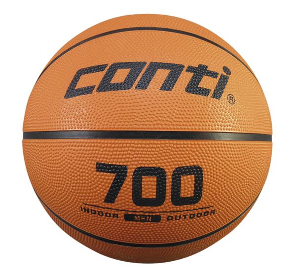 Oranger Basketball mit schwarzer Aufschrift "conti 700" für Indoor und Outdoor Gebrauch.