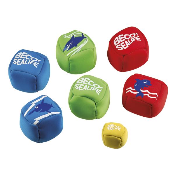 Bunte Beco Sealife Würfel mit Meeresmotiven, ideal für Kinder und Spiele.