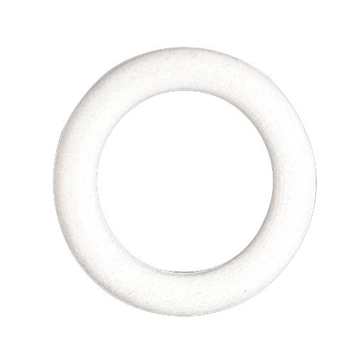 Weißer Tennis-Ring aus Kunststoff, rund und flach, isoliert auf weißem Hintergrund.