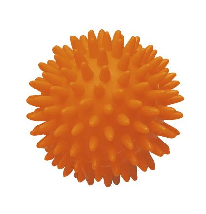 Oranger Igelball mit weichen Noppen, ideal für Massage und Muskelentspannung.