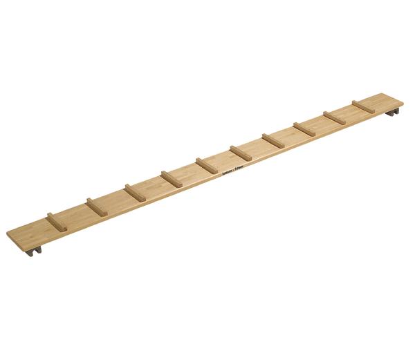 Hühnerleiter aus Holz mit 10 Sprossen und Klemmen zur Montage.
