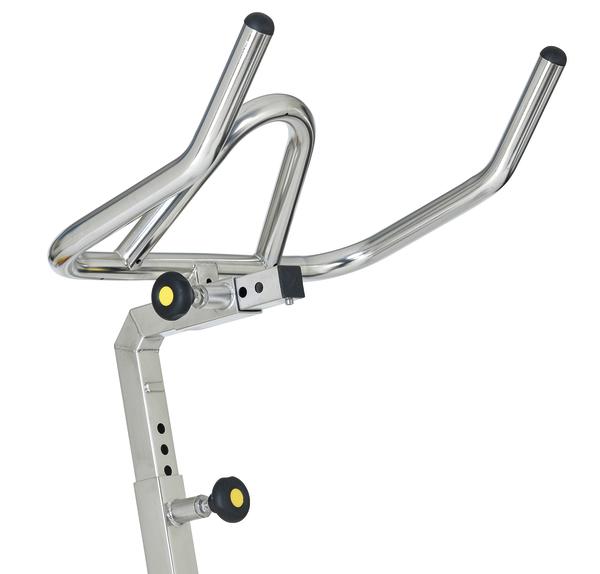 Verstellbarer Lenker aus Edelstahl für Fitnessgeräte mit ergonomischem Design.
