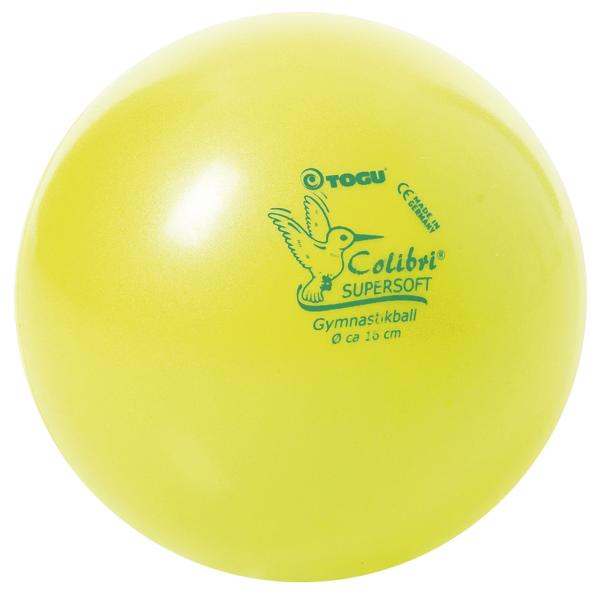 Gelber TOGU Colibri Supersoft Gymnastikball mit 30 cm Durchmesser, weich und leicht.
