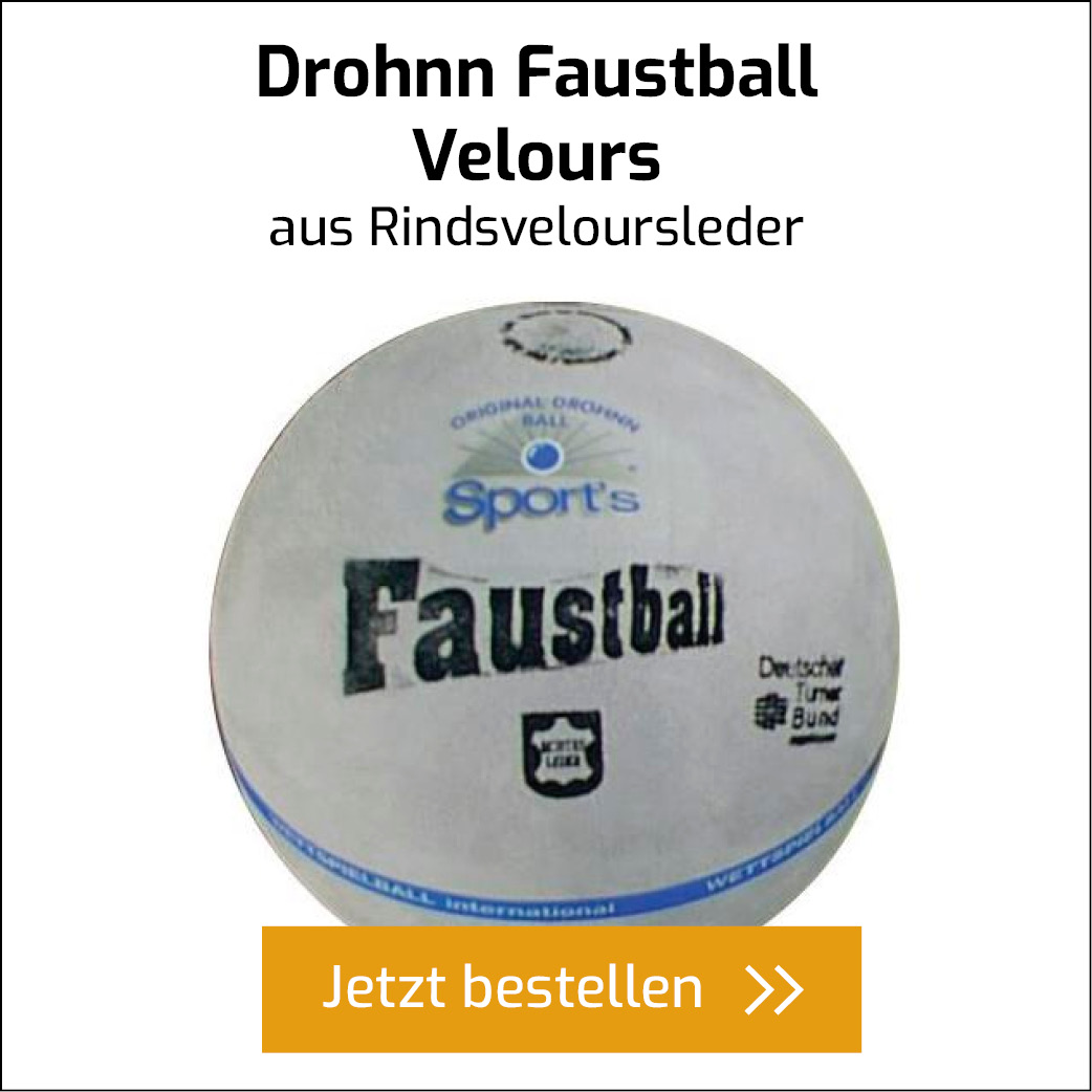 Faustball weiß mit Faustball-Schriftzug und mit Button zum direkten Bestellen