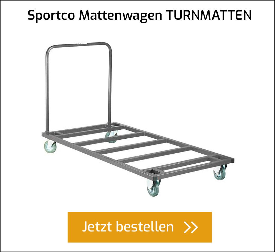 Sportco Mattenwagen TURNMATTEN aus Stahl mit Button zum direkten Bestellen.